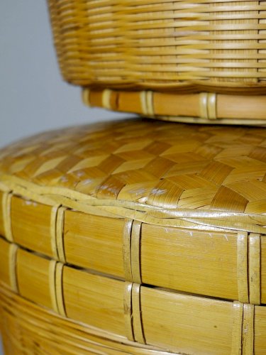 Ensembles de 4 boîtes gigognes en bambou tressé artisanat asiatique vintage 70"