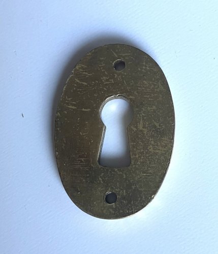 entree de serrure ancienne ovale bronze laiton massif style louis XVI 37x25 mm