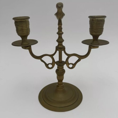 e?Paire de bougeoirs en bronze XIXe décor doiseau 2 feux M3405