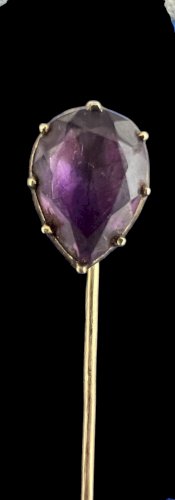 Épingle à cravate ancienne géorgienne or 18 Carats améthyste début XIXe siècle