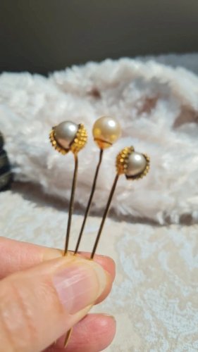épingle ancienne à chapeau deux tètes de châtaignes
