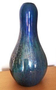 Epoque Art Déco 1920 Vase iridescent Alphonse Cythère (1861-1941) 26 cm signé