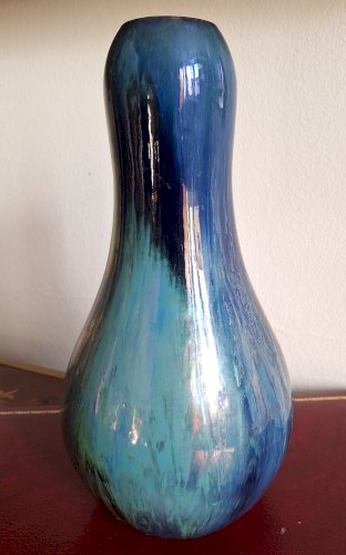 Epoque Art Déco 1920 Vase iridescent Alphonse Cythère (1861-1941) 26 cm signé