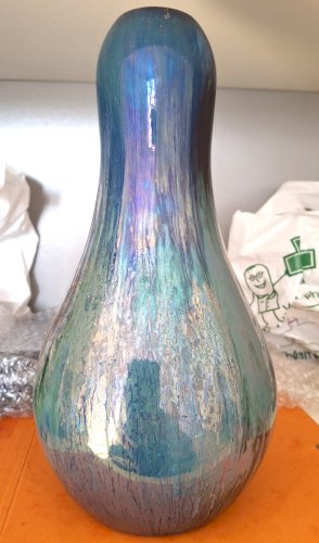 Epoque Art Déco 1920 Vase iridescent Alphonse Cythère (1861-1941) 26 cm signé