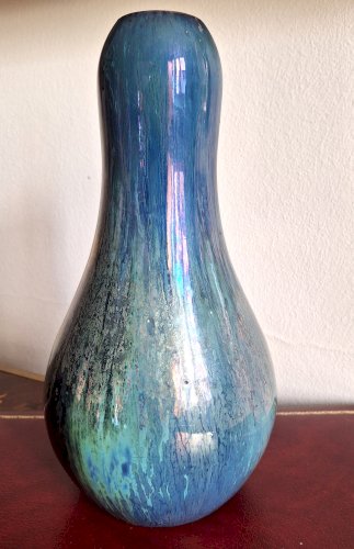 Epoque Art Déco 1920 Vase iridescent Alphonse Cythère (1861-1941) 26 cm signé