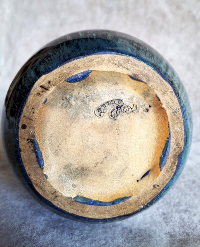 Epoque Art Déco 1920 Vase iridescent Alphonse Cythère (1861-1941) 26 cm signé