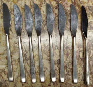 ERCUIS Set of 6 Art Deco KNIVES Silver Metal Silverware Goldsmith 6VitC 19/12