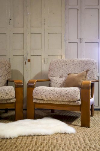 Ernest, la paire de fauteuils en bois et laine N°4