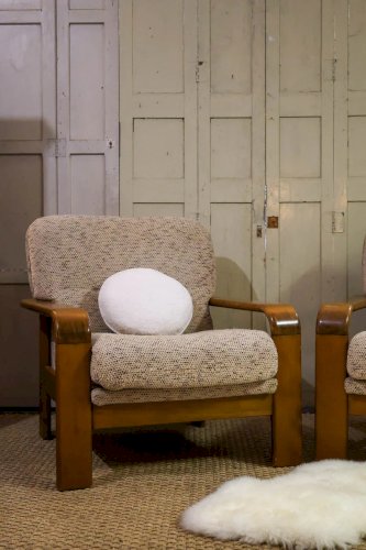 Ernest, la paire de fauteuils en bois et laine N°4