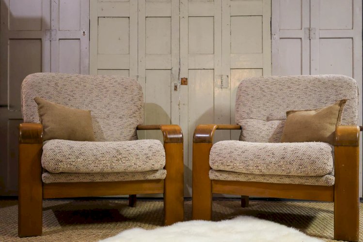 Ernest, la paire de fauteuils en bois et laine N°4