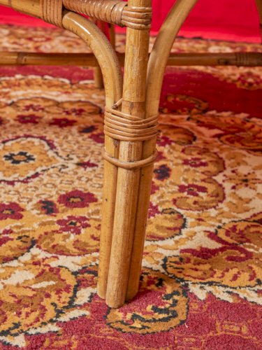 Ernest, la paire de fauteuils en osier et cuir N°711