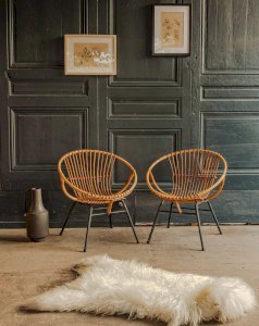 Ernest, the pair of rattan armchairs No. 603