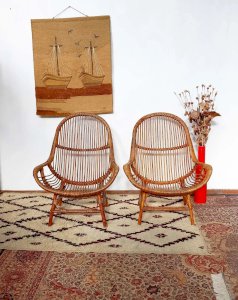 Ernest, la paire de fauteuils en rotin N°690