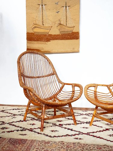 Ernest, la paire de fauteuils en rotin N°690