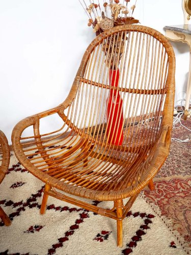 Ernest, la paire de fauteuils en rotin N°690