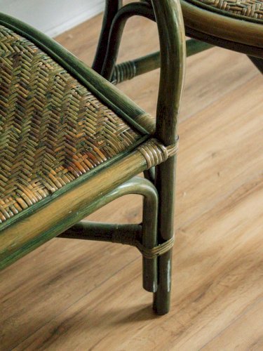 Ernest, la paire de fauteuils en rotin vert N°557