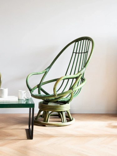 Ernest, le fauteuil en rotin vert N°541