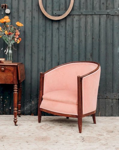 Ernest, le fauteuil rose en tissu N°581