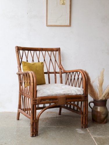 Ernest, le grand fauteuil en bambou et tissu N°691