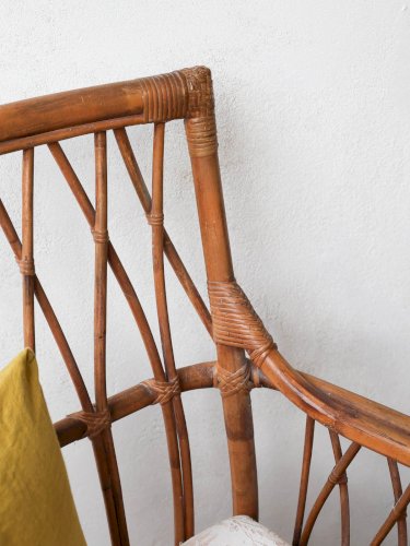 Ernest, le grand fauteuil en bambou et tissu N°691