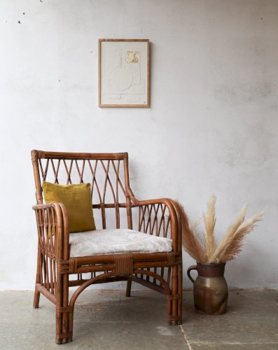 Ernest, le grand fauteuil en bambou et tissu N°691