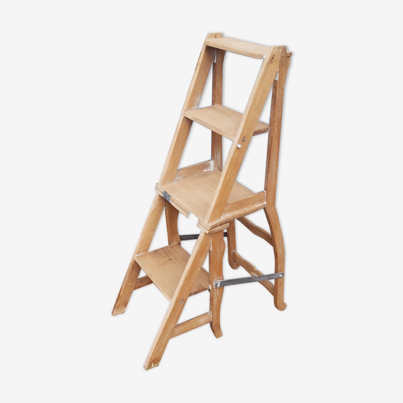 Escabeau En Bois Vintage Naturel Vendu