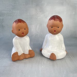 SPAIN 2 vintage terracotta figurines child baby JULLAR handmade