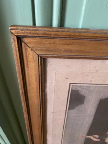 Estampe ancienne « La Rose mal défendue » – d’après Debucourt – cadre ancien parisien