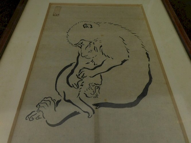 ESTAMPE ASIATIQUE DE 2 SINGES