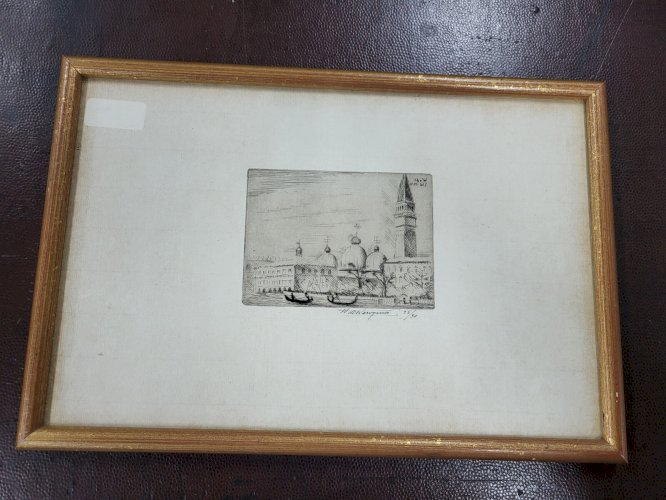 ESTAMPE POINTE SECHE DE HENRY DE WAROQUIER VENISE