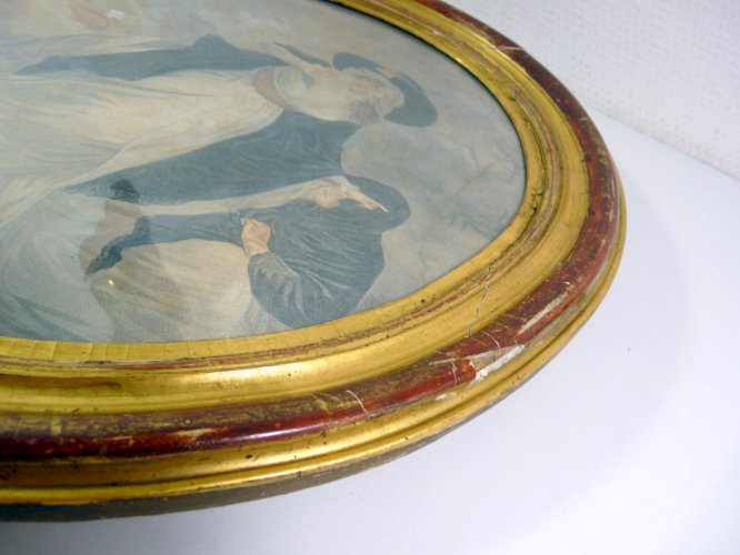 Estampe XVIII DAMME Qualité cadre bois doré d'époque XVIII Vente Koeberlé 1941