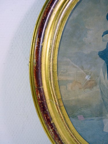 Estampe XVIII DAMME Qualité cadre bois doré d'époque XVIII Vente Koeberlé 1941