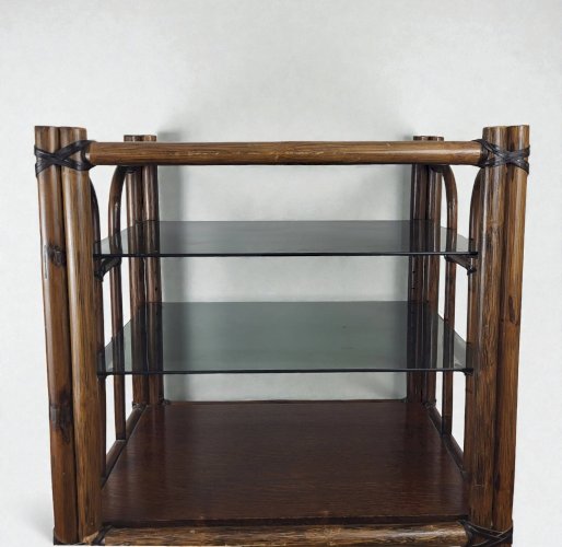 Etagère bambou verre fumé 1970