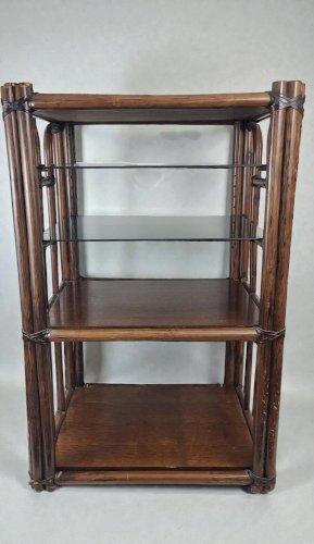 Etagère bambou verre fumé 1970