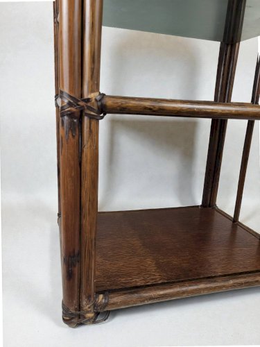 Etagère bambou verre fumé 1970