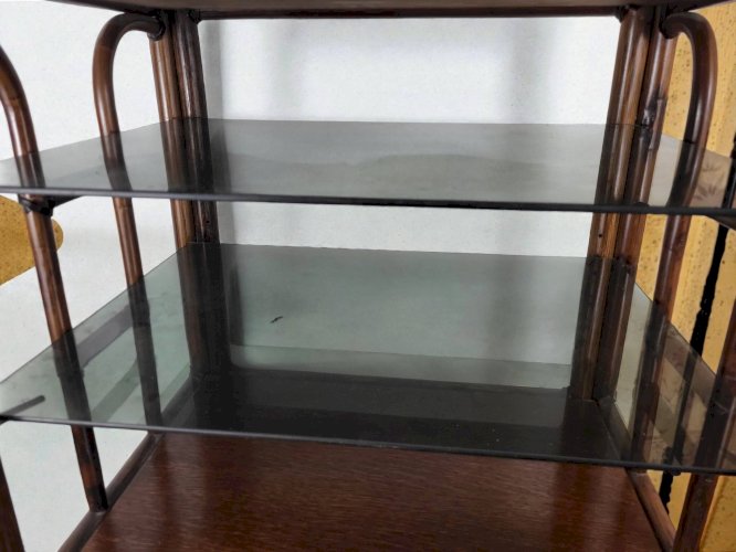 Etagère bambou verre fumé 1970