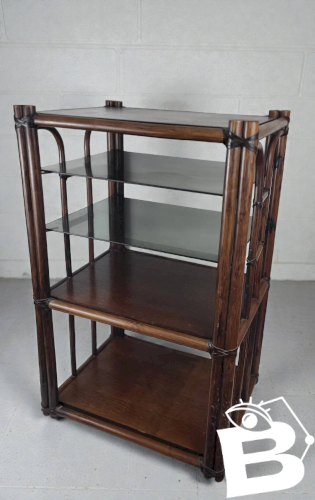 Etagère bambou verre fumé 1970