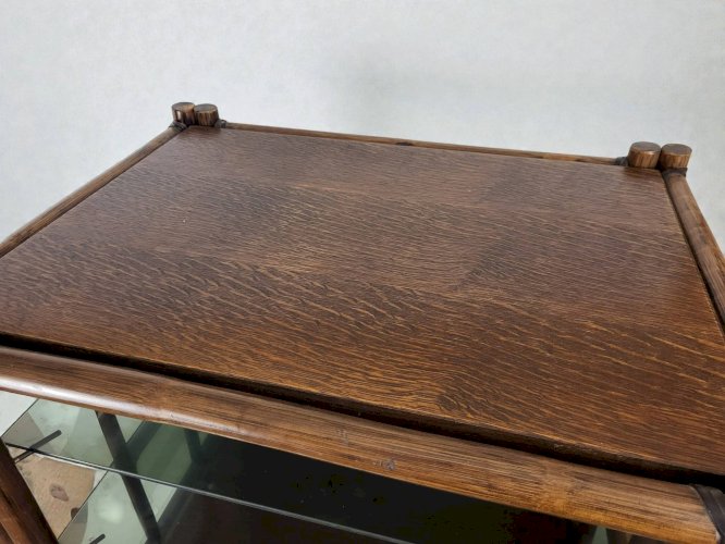 Etagère bambou verre fumé 1970