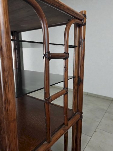 Etagère bambou verre fumé 1970
