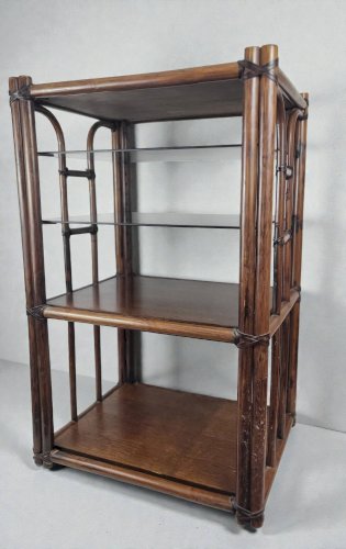 Etagère bambou verre fumé 1970