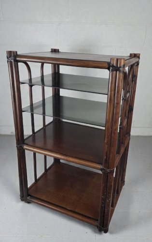 Etagère bambou verre fumé 1970