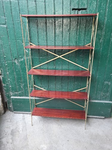 ETAGERE BIBLIOTHEQUE 1960 DEMONTABLE 5 NIVEAUX D'ETAGERE COTE EN METAL