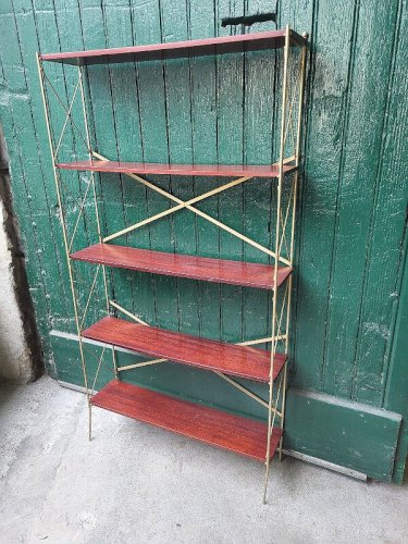 ETAGERE BIBLIOTHEQUE 1960 DEMONTABLE 5 NIVEAUX D'ETAGERE COTE EN METAL