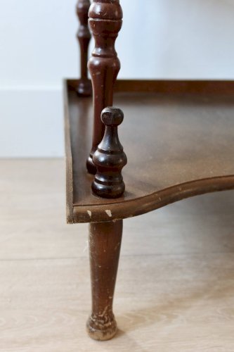 Étagère dangle sur pieds vintage 5 niveaux bois tourné