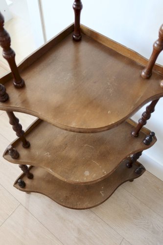Étagère dangle sur pieds vintage 5 niveaux bois tourné