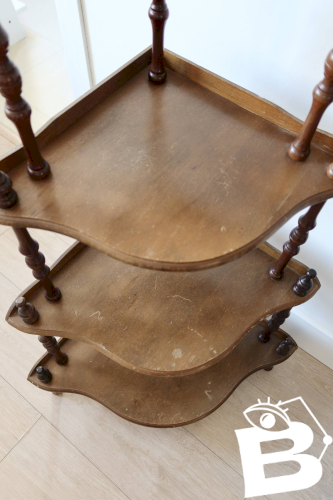 Étagère dangle sur pieds vintage 5 niveaux bois tourné