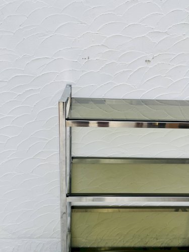 Étagère design chrome et verre fumé style italien années 70
