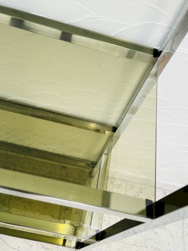Étagère design chrome et verre fumé style italien années 70