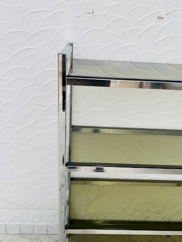 Étagère design chrome et verre fumé style italien années 70