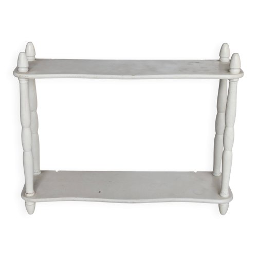 Étagère murale ancienne en bois peint ivoire